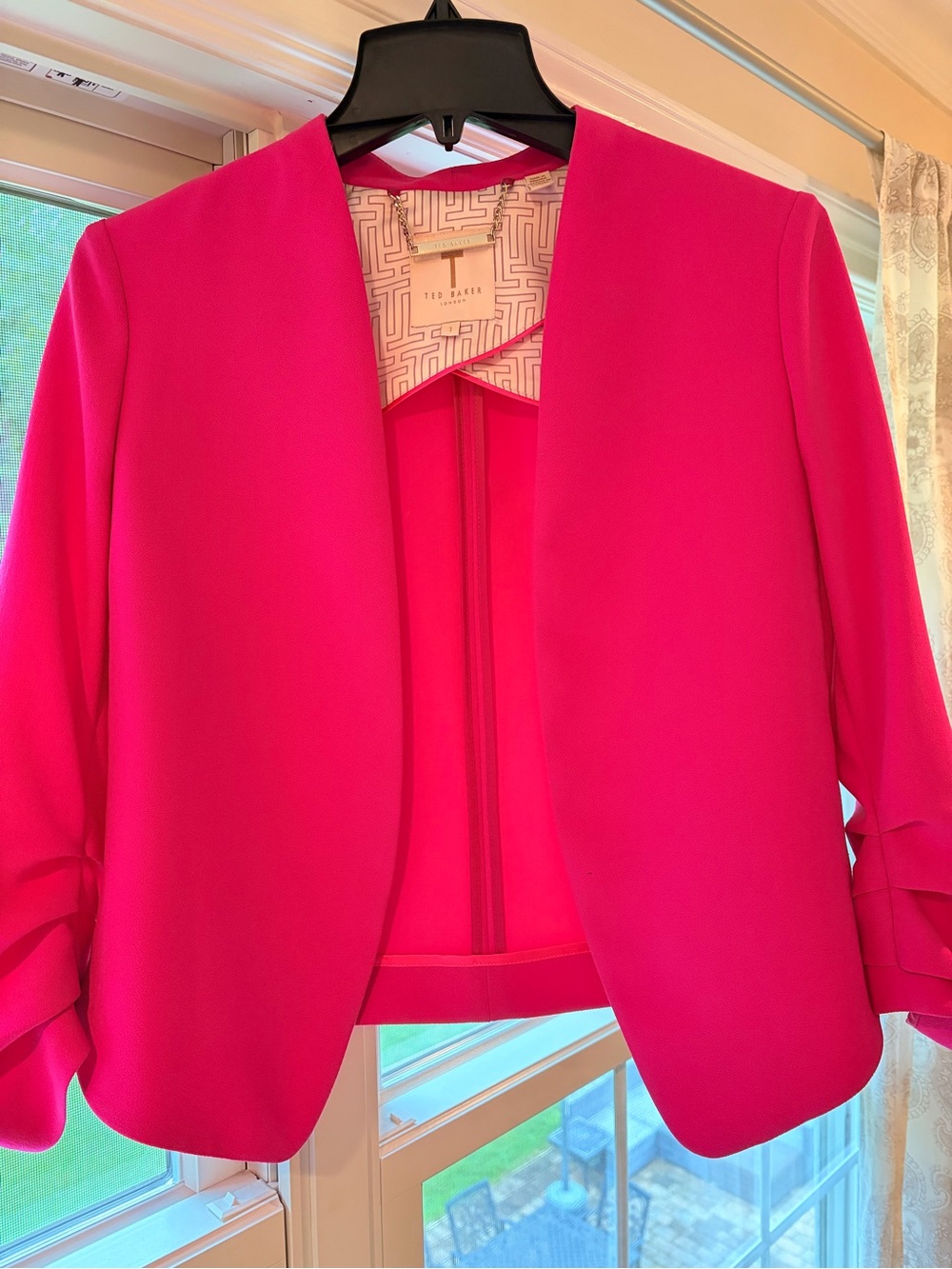 Ted Baker Vibrant Hot Pink Cropped Open Blazer